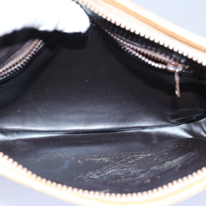 Celine Macadam Canvas Clutch Bag PVC Leather 2Set Brown Beige  11113