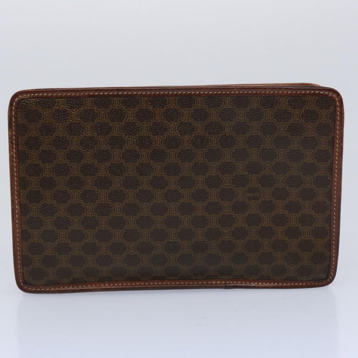 Celine Macadam Canvas Clutch Bag PVC Leather 2Set Brown Beige  11113