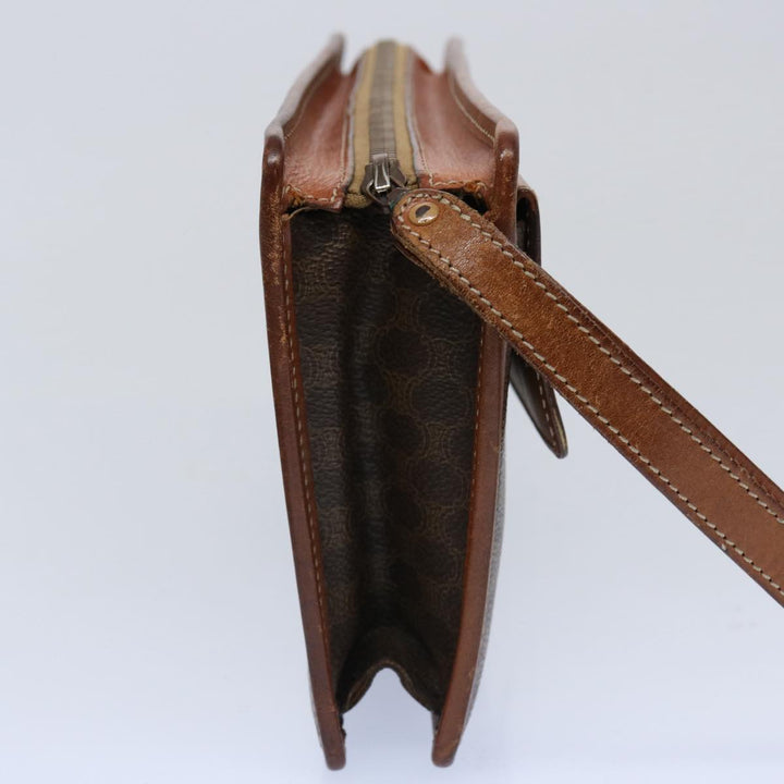Celine Macadam Canvas Clutch Bag PVC Leather 2Set Brown Beige  11113