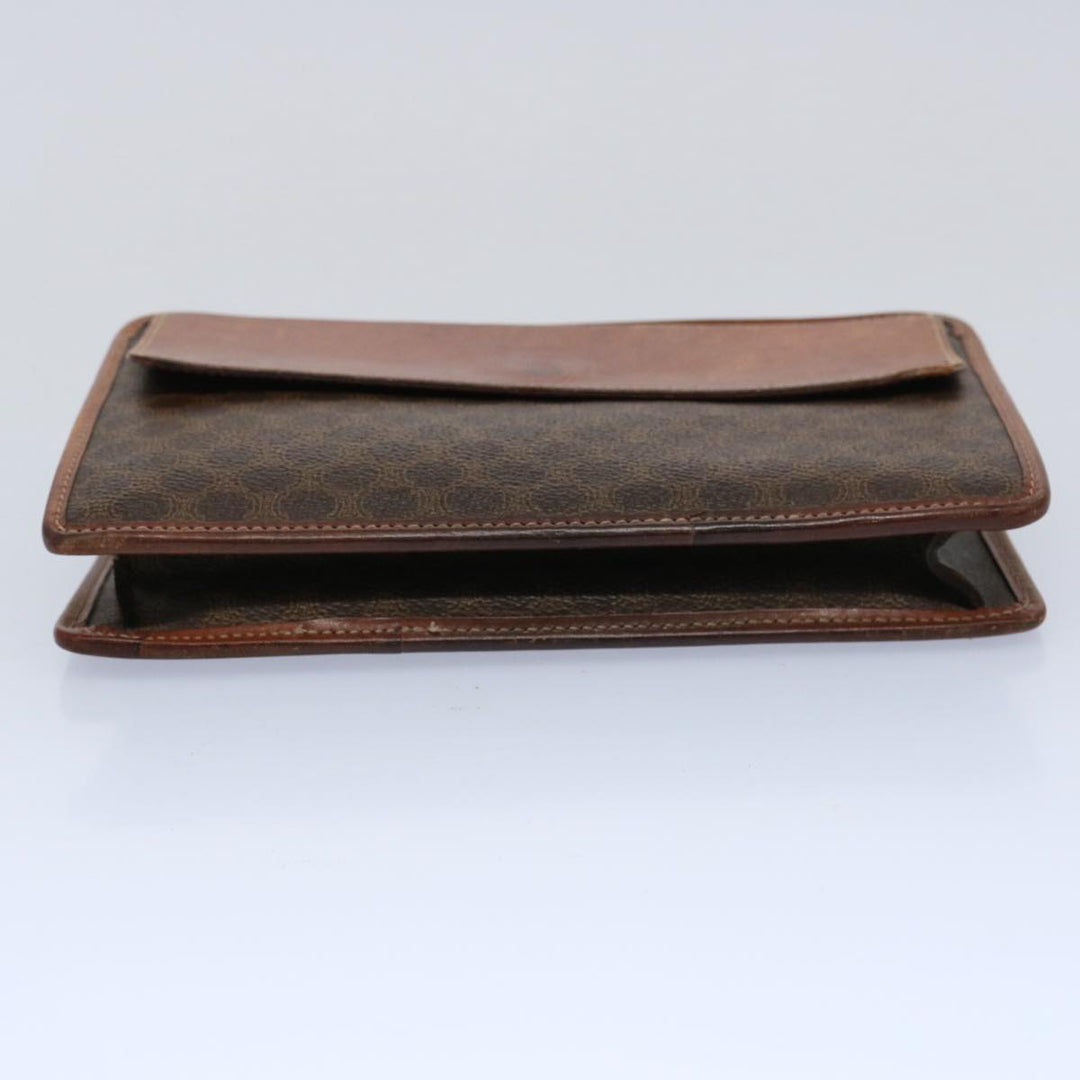 Celine Macadam Canvas Clutch Bag PVC Leather 2Set Brown Beige  11113