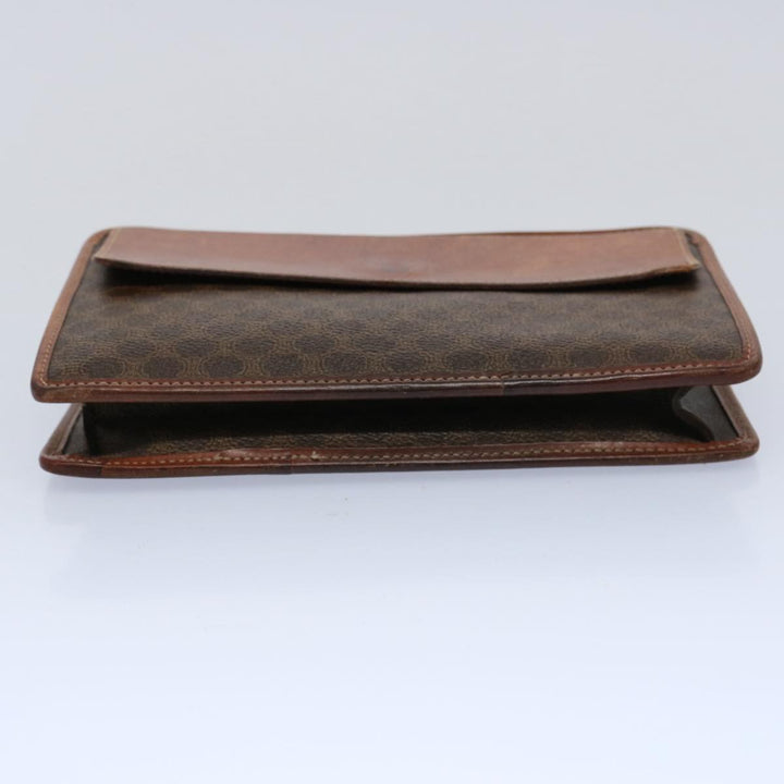 Celine Macadam Canvas Clutch Bag PVC Leather 2Set Brown Beige  11113