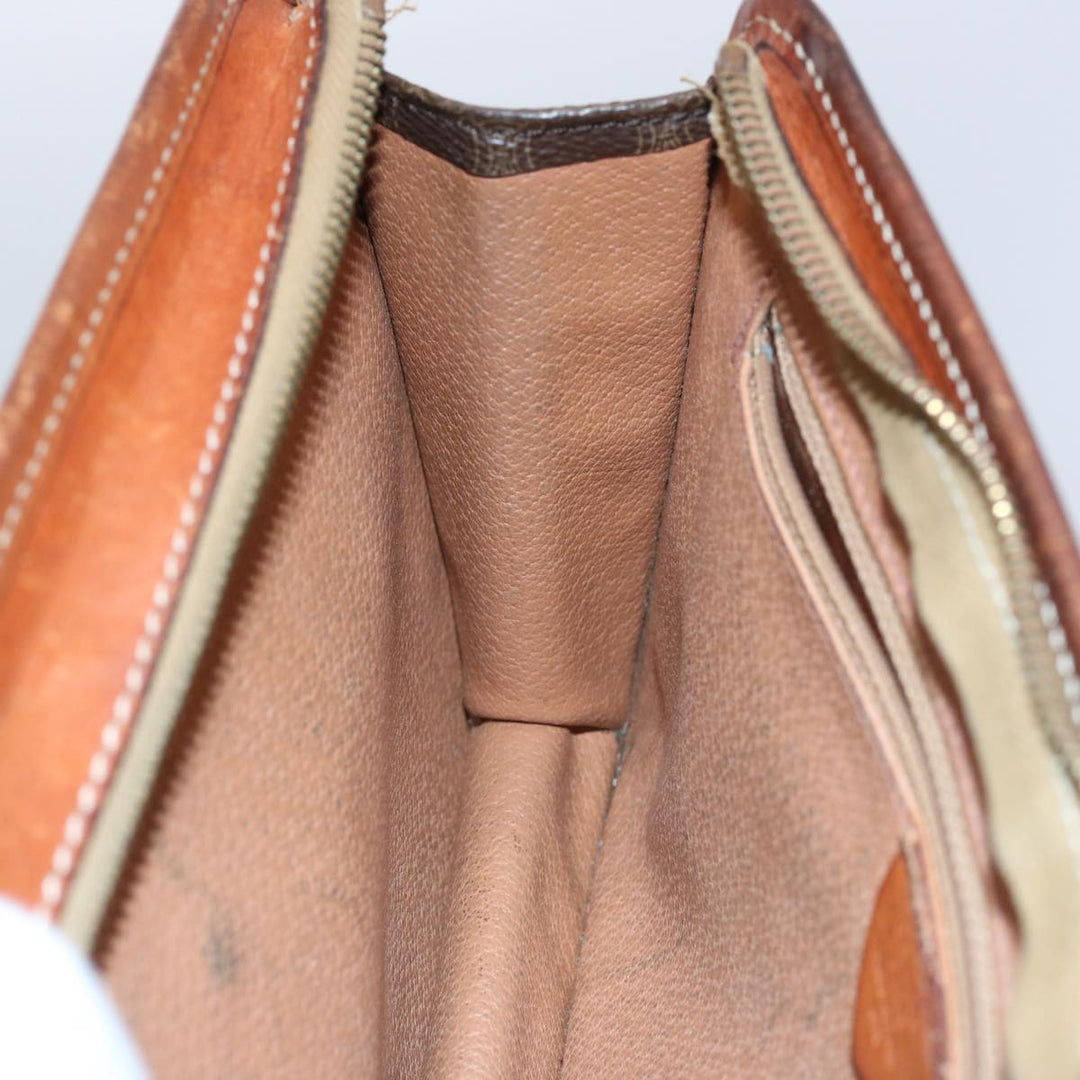 Celine Macadam Canvas Clutch Bag PVC Leather 2Set Brown Beige  11113