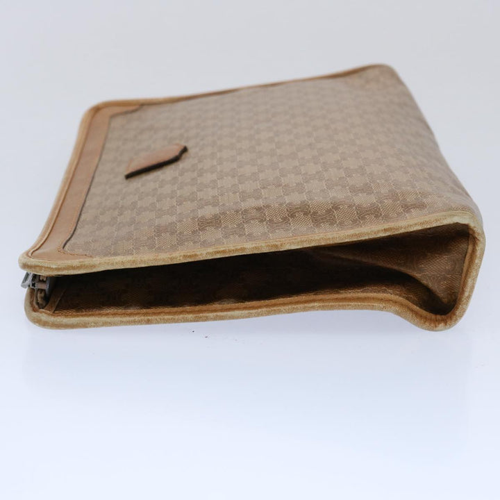 Celine Macadam Canvas Clutch Bag PVC Leather 2Set Brown Beige  11113