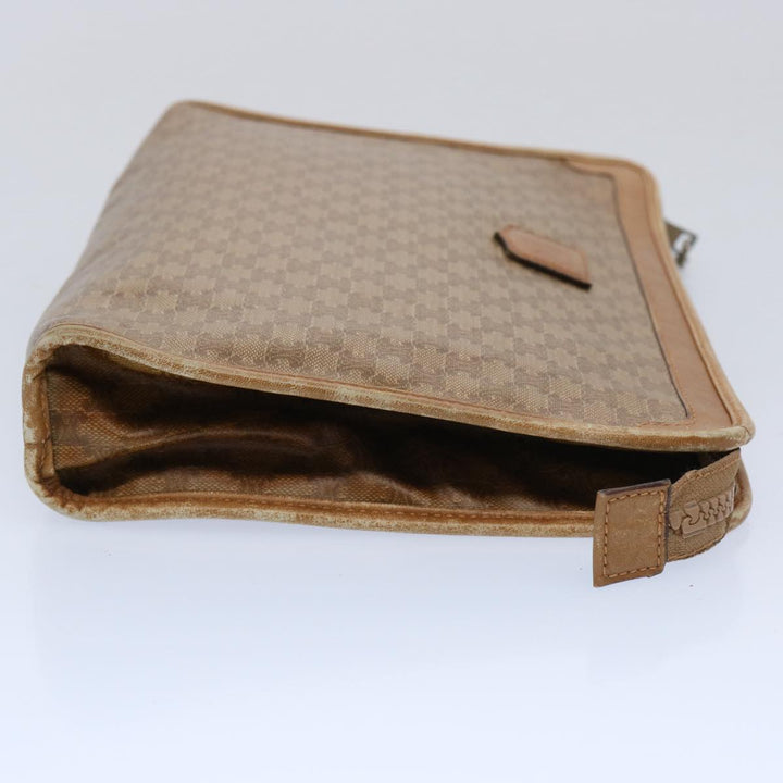 Celine Macadam Canvas Clutch Bag PVC Leather 2Set Brown Beige  11113