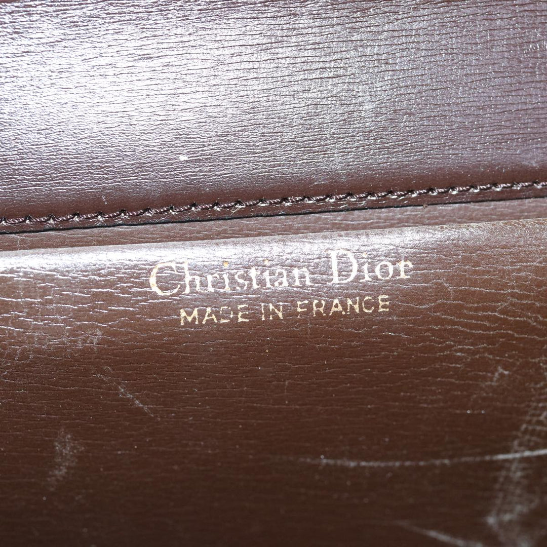 CHRISTIAN Dior Chain Shoulder Bag Leather Brown Auth bs11131