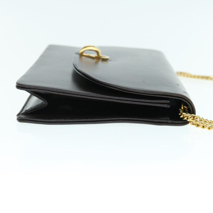 CHRISTIAN Dior Chain Shoulder Bag Leather Brown Auth bs11131