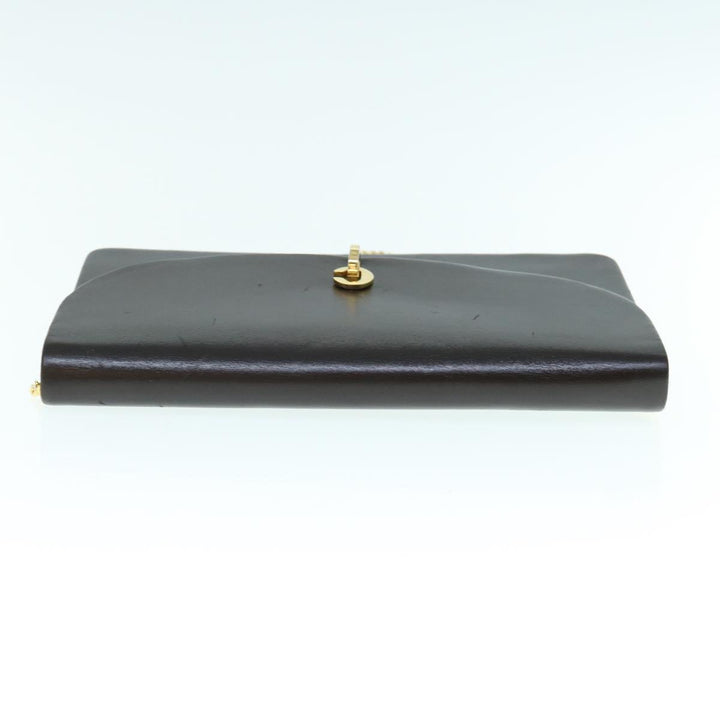 CHRISTIAN Dior Chain Shoulder Bag Leather Brown Auth bs11131