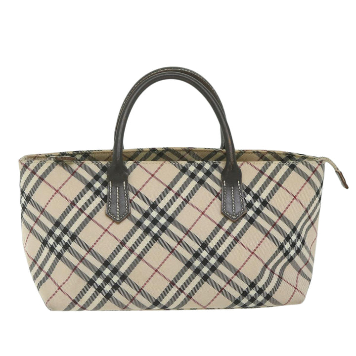 BURBERRY Nova Check Blue Label Hand Bag Nylon Beige Auth bs11218