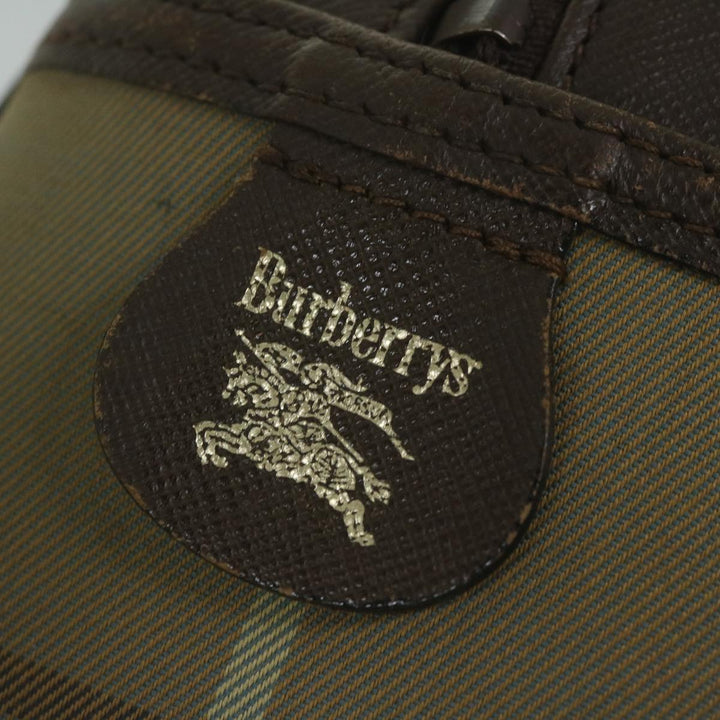 BurberrySs Nova Check Hand Bag Nylon Canvas Brown Auth bs11220