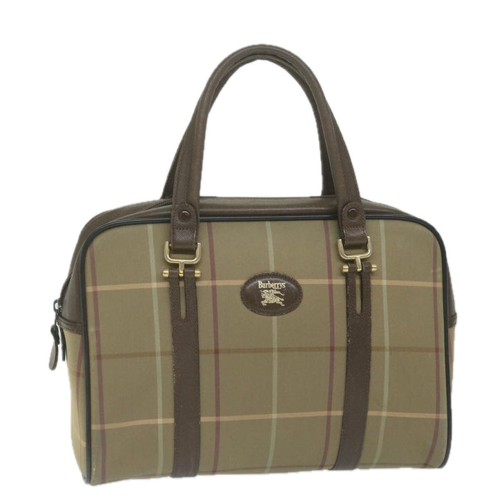 BurberrySs Nova Check Hand Bag Nylon Canvas Brown Auth bs11220