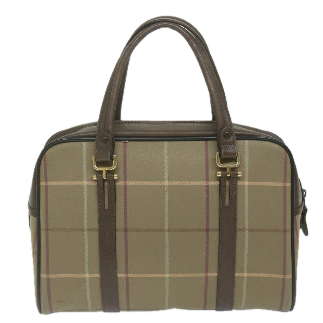BurberrySs Nova Check Hand Bag Nylon Canvas Brown Auth bs11220