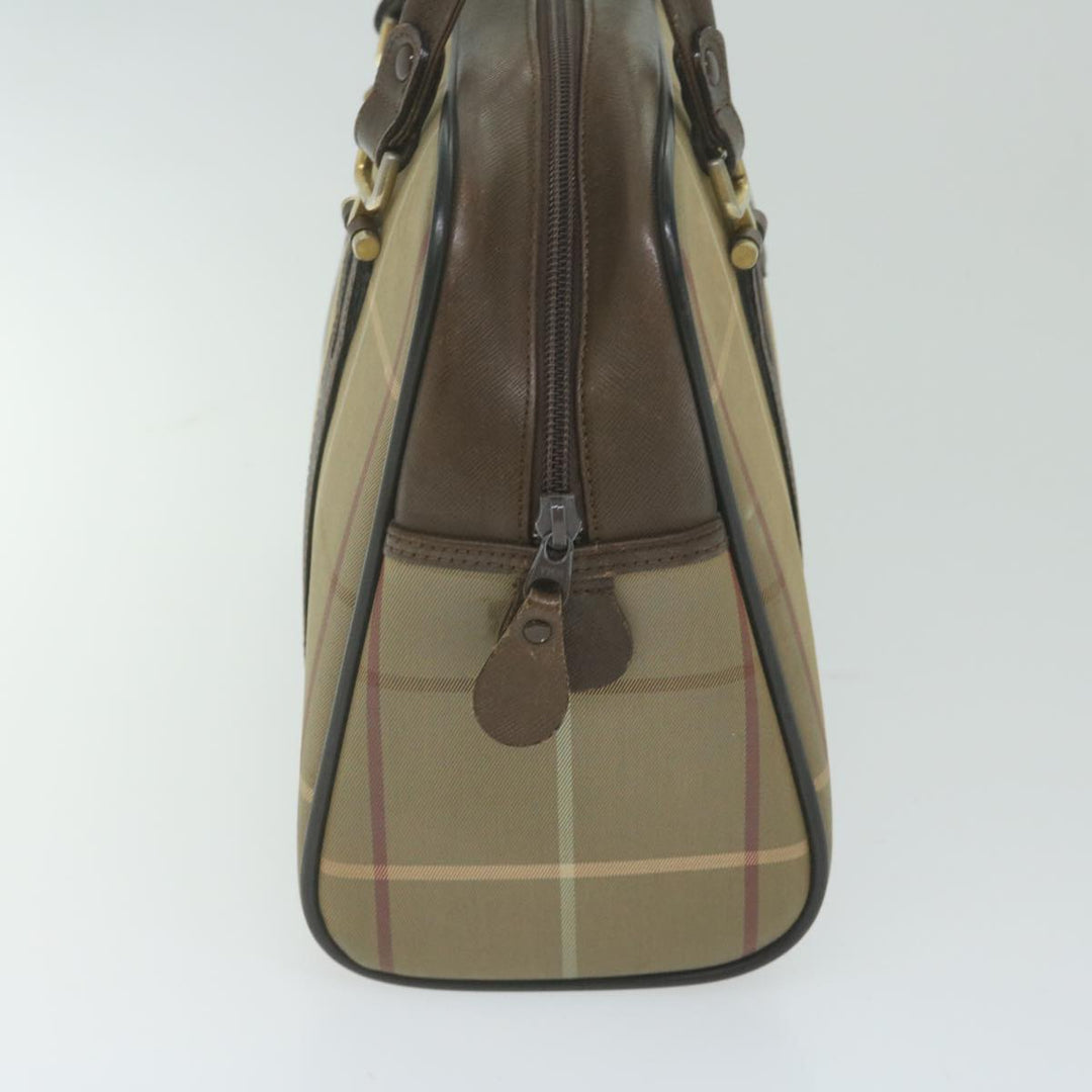 BurberrySs Nova Check Hand Bag Nylon Canvas Brown Auth bs11220