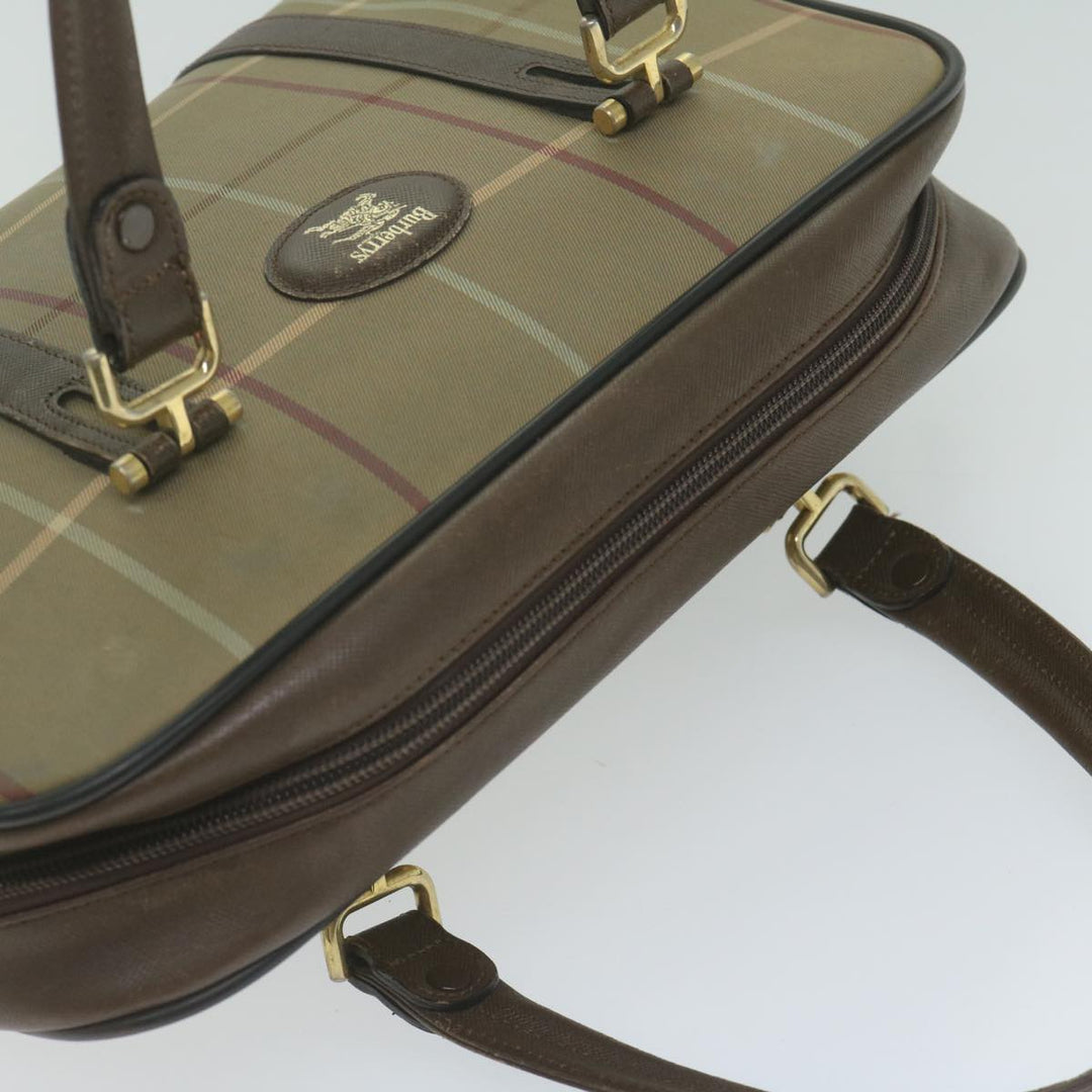 BurberrySs Nova Check Hand Bag Nylon Canvas Brown Auth bs11220