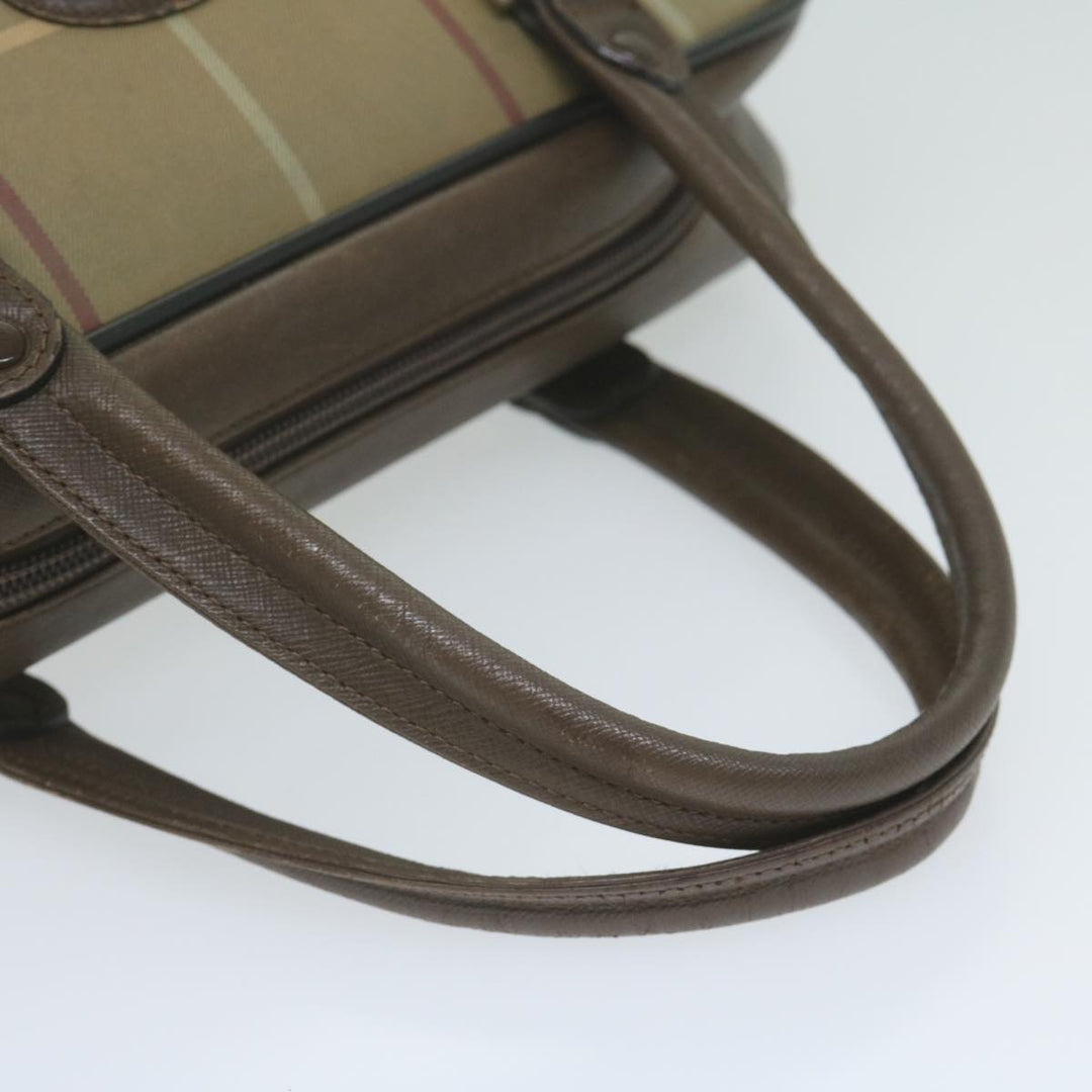 BurberrySs Nova Check Hand Bag Nylon Canvas Brown Auth bs11220