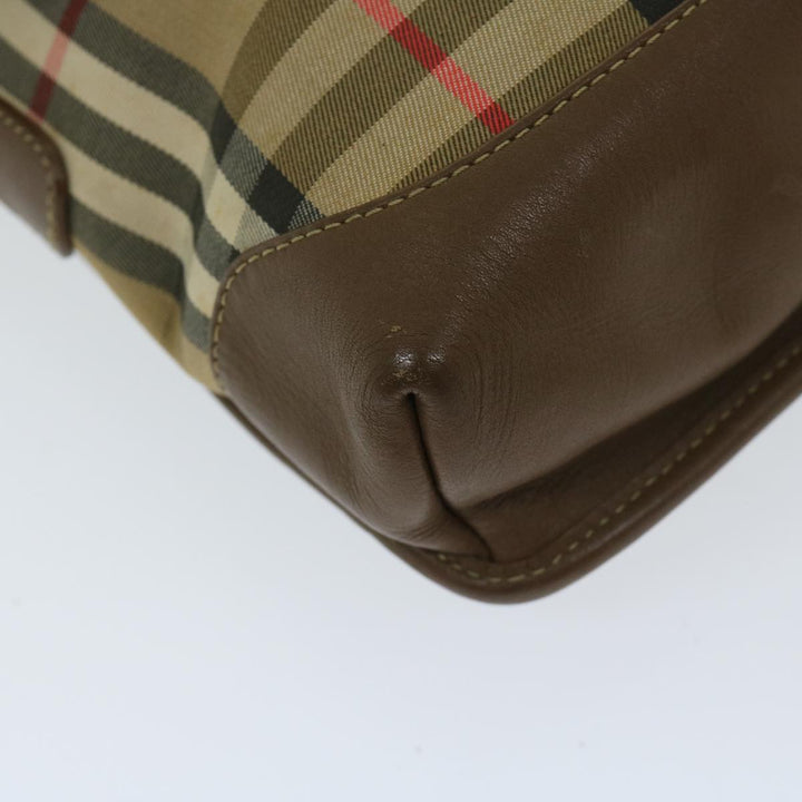 BURBERRYSs Nova Check Shoulder Bag Nylon Canvas Beige Auth bs11256