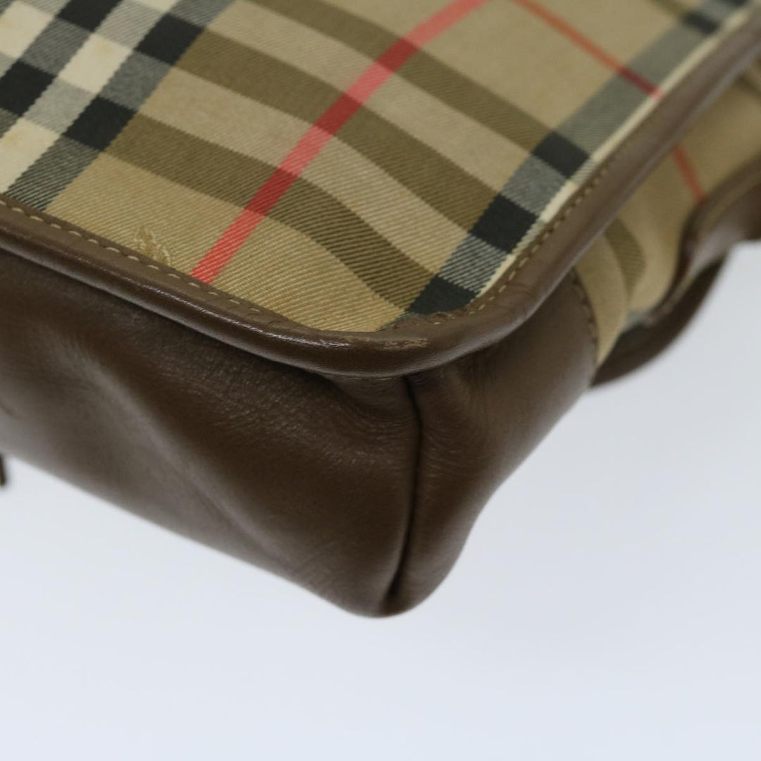 BURBERRYSs Nova Check Shoulder Bag Nylon Canvas Beige Auth bs11256