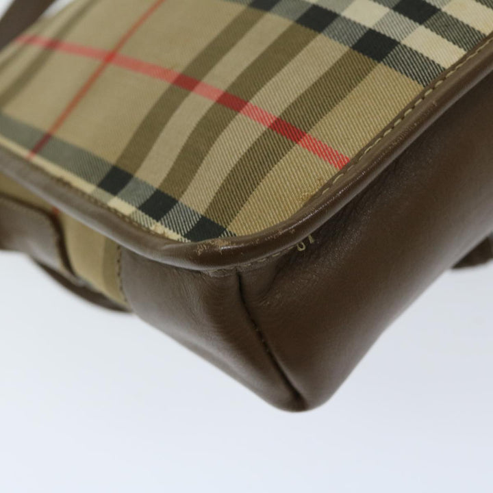 BURBERRYSs Nova Check Shoulder Bag Nylon Canvas Beige Auth bs11256