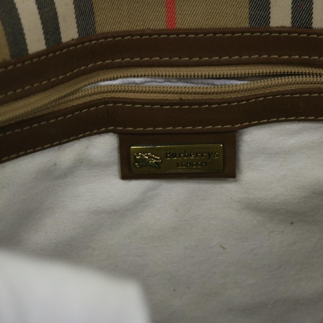 BURBERRYSs Nova Check Shoulder Bag Nylon Canvas Beige Auth bs11256