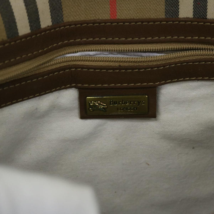 BURBERRYSs Nova Check Shoulder Bag Nylon Canvas Beige Auth bs11256