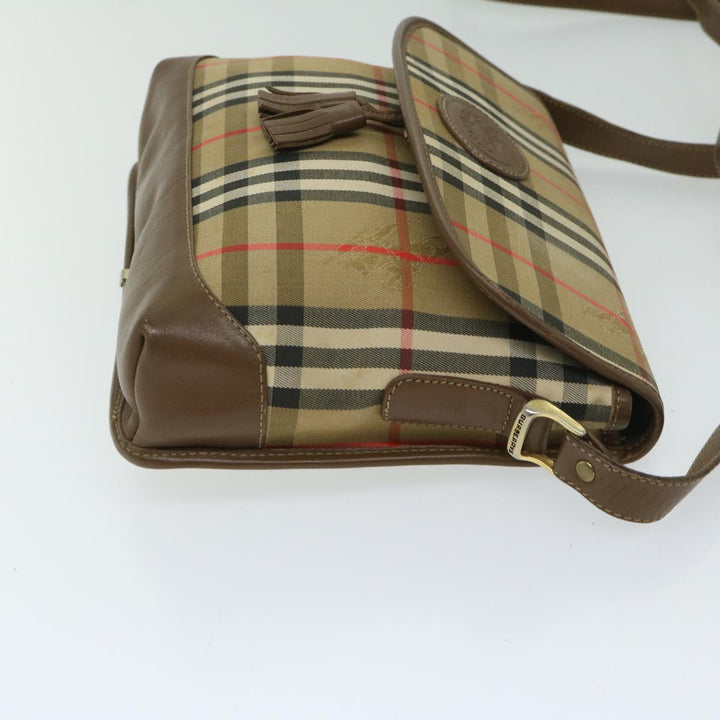 BURBERRYSs Nova Check Shoulder Bag Nylon Canvas Beige Auth bs11256