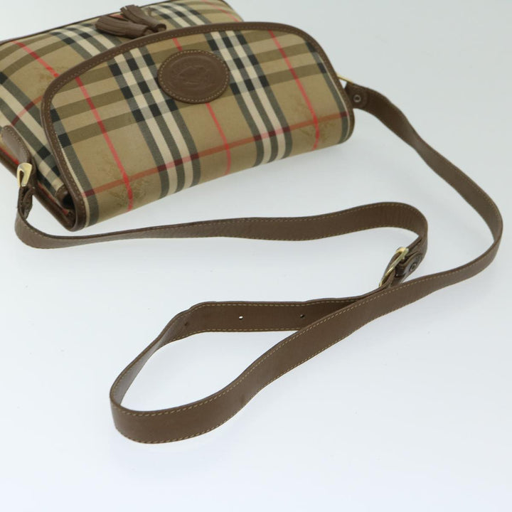 BURBERRYSs Nova Check Shoulder Bag Nylon Canvas Beige Auth bs11256