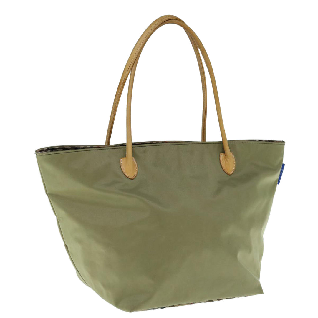BurberrySs Blue Label Tote Bag Nylon Khaki Auth bs11303