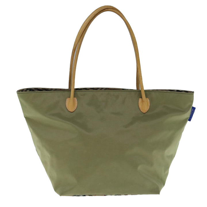 BurberrySs Blue Label Tote Bag Nylon Khaki Auth bs11303