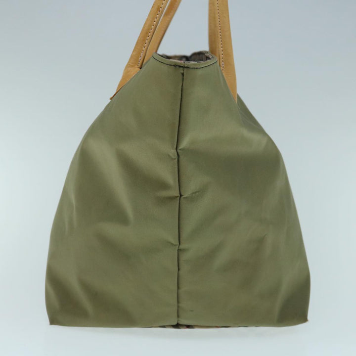 BurberrySs Blue Label Tote Bag Nylon Khaki Auth bs11303