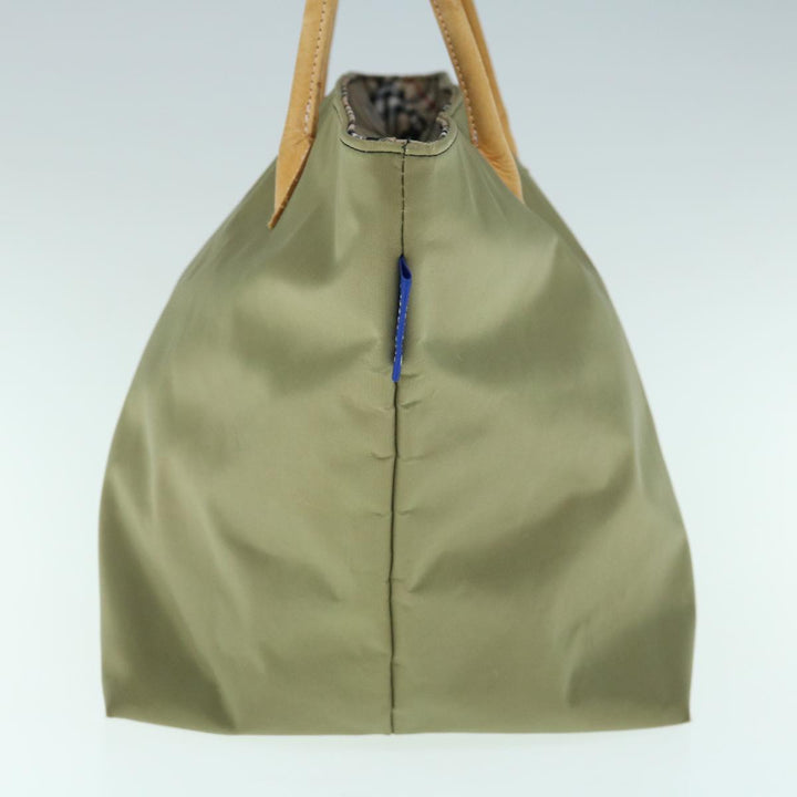 BurberrySs Blue Label Tote Bag Nylon Khaki Auth bs11303