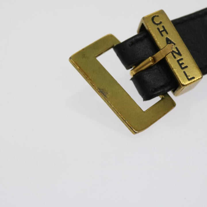 Chanel Belt Leather 25.6"-27.6" Gold Tone Black CC Auth bs11333