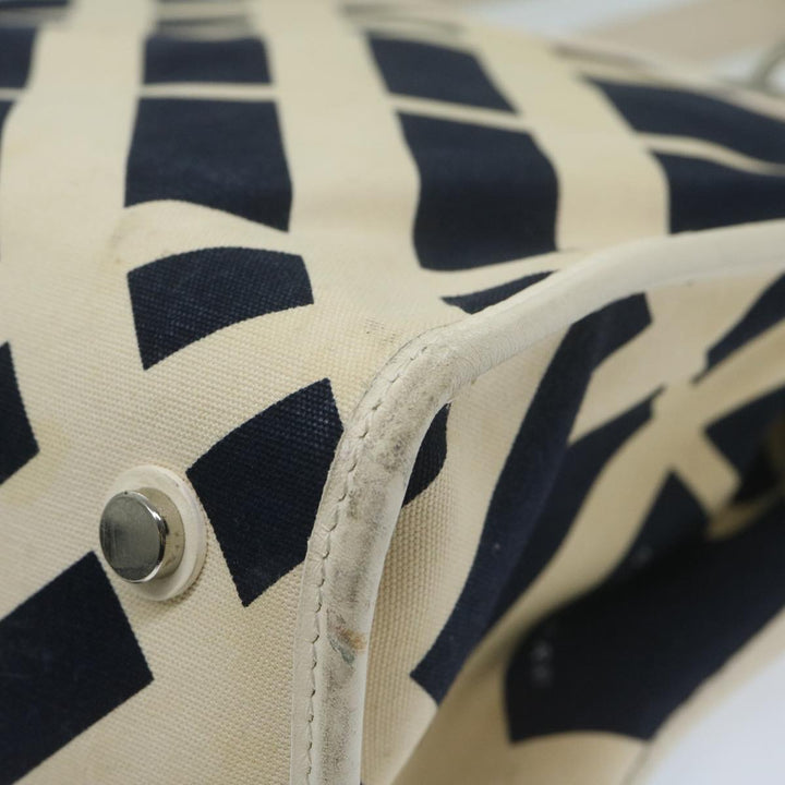 Burberry Tote Bag Canvas Navy White Auth bs11353