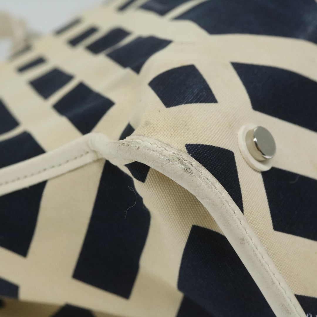 Burberry Tote Bag Canvas Navy White Auth bs11353