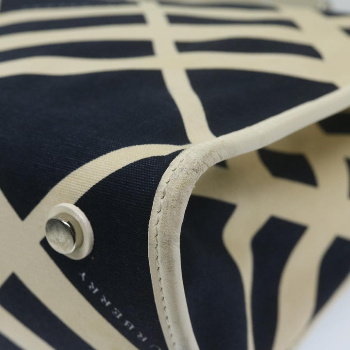 Burberry Tote Bag Canvas Navy White Auth bs11353