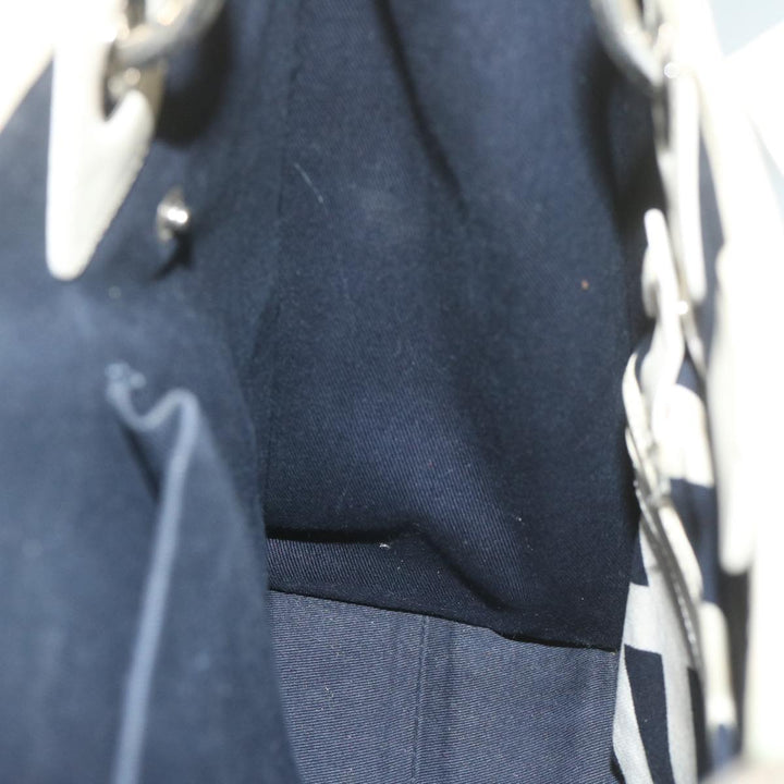 Burberry Tote Bag Canvas Navy White Auth bs11353