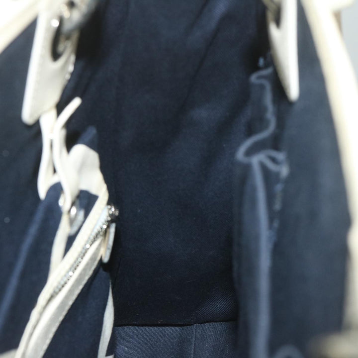 Burberry Tote Bag Canvas Navy White Auth bs11353