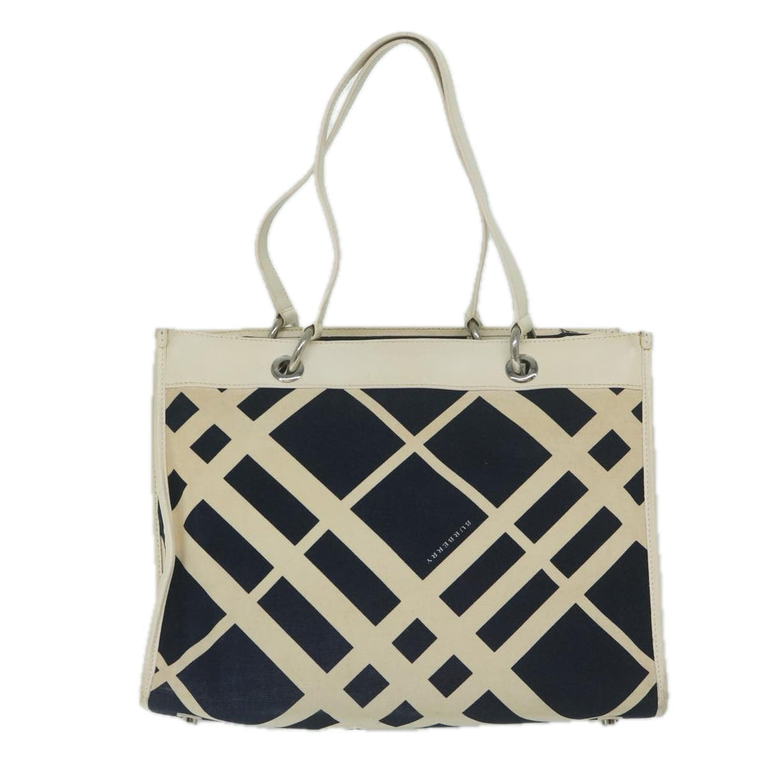 Burberry Tote Bag Canvas Navy White Auth bs11353