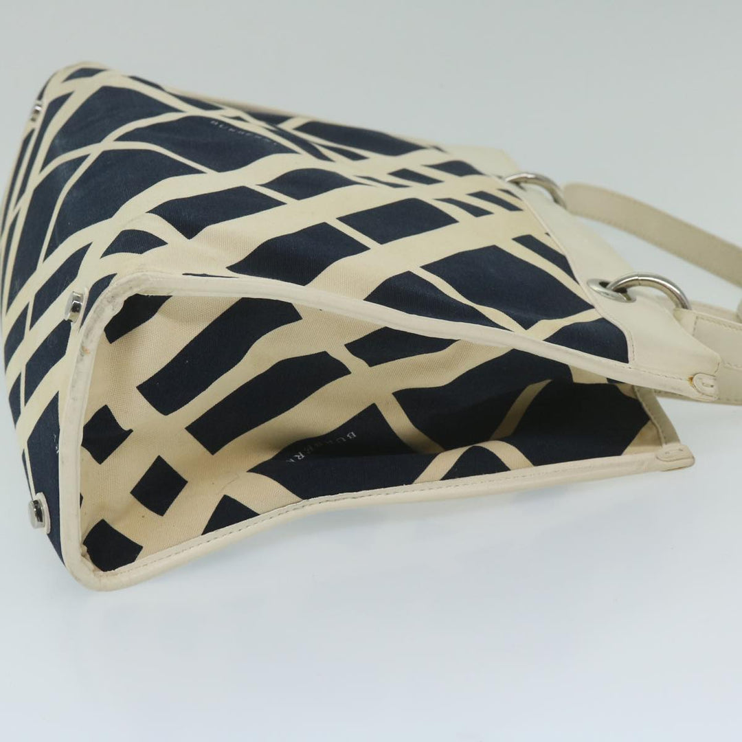 Burberry Tote Bag Canvas Navy White Auth bs11353