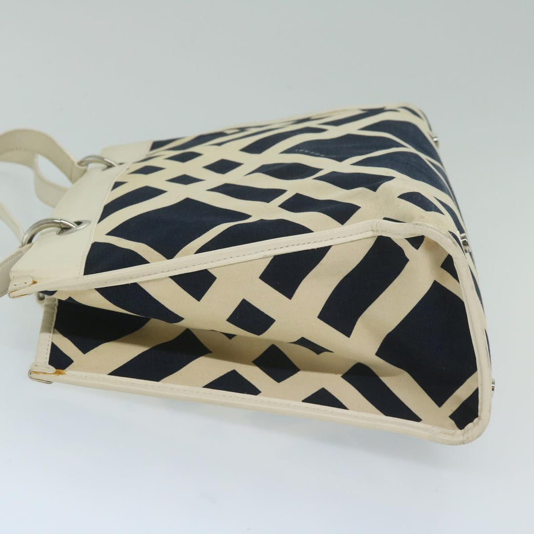 Burberry Tote Bag Canvas Navy White Auth bs11353