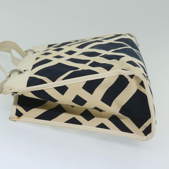 Burberry Tote Bag Canvas Navy White Auth bs11353