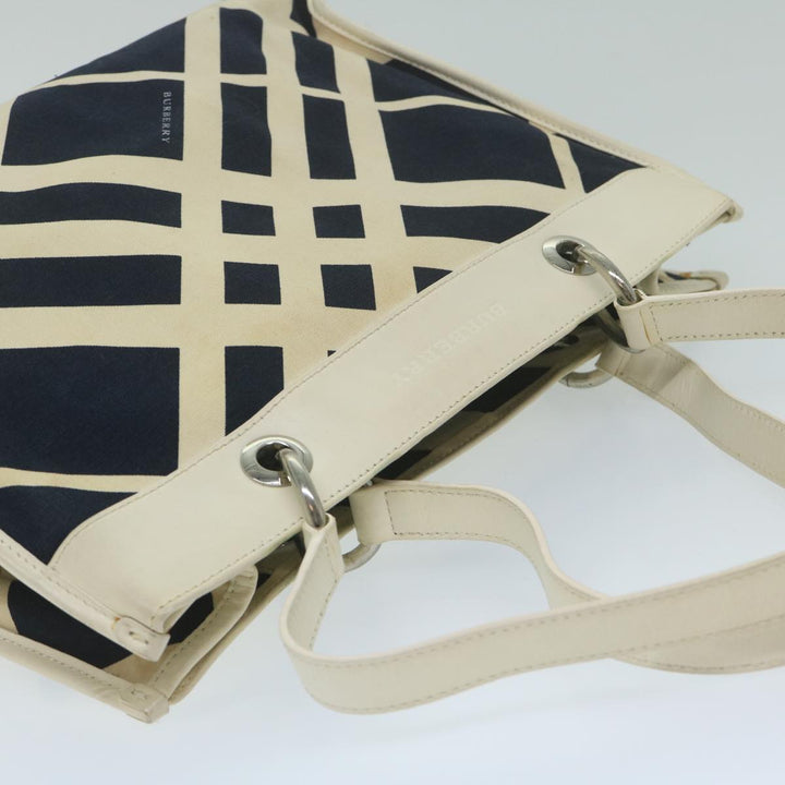 Burberry Tote Bag Canvas Navy White Auth bs11353