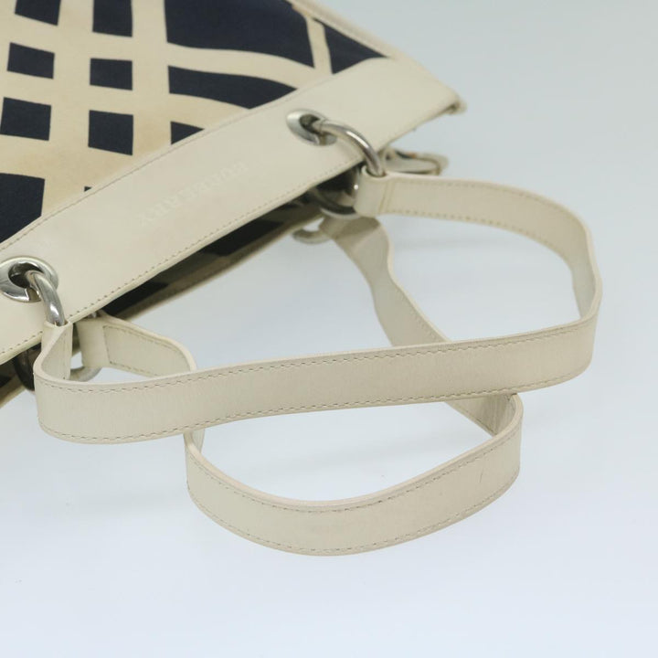 Burberry Tote Bag Canvas Navy White Auth bs11353