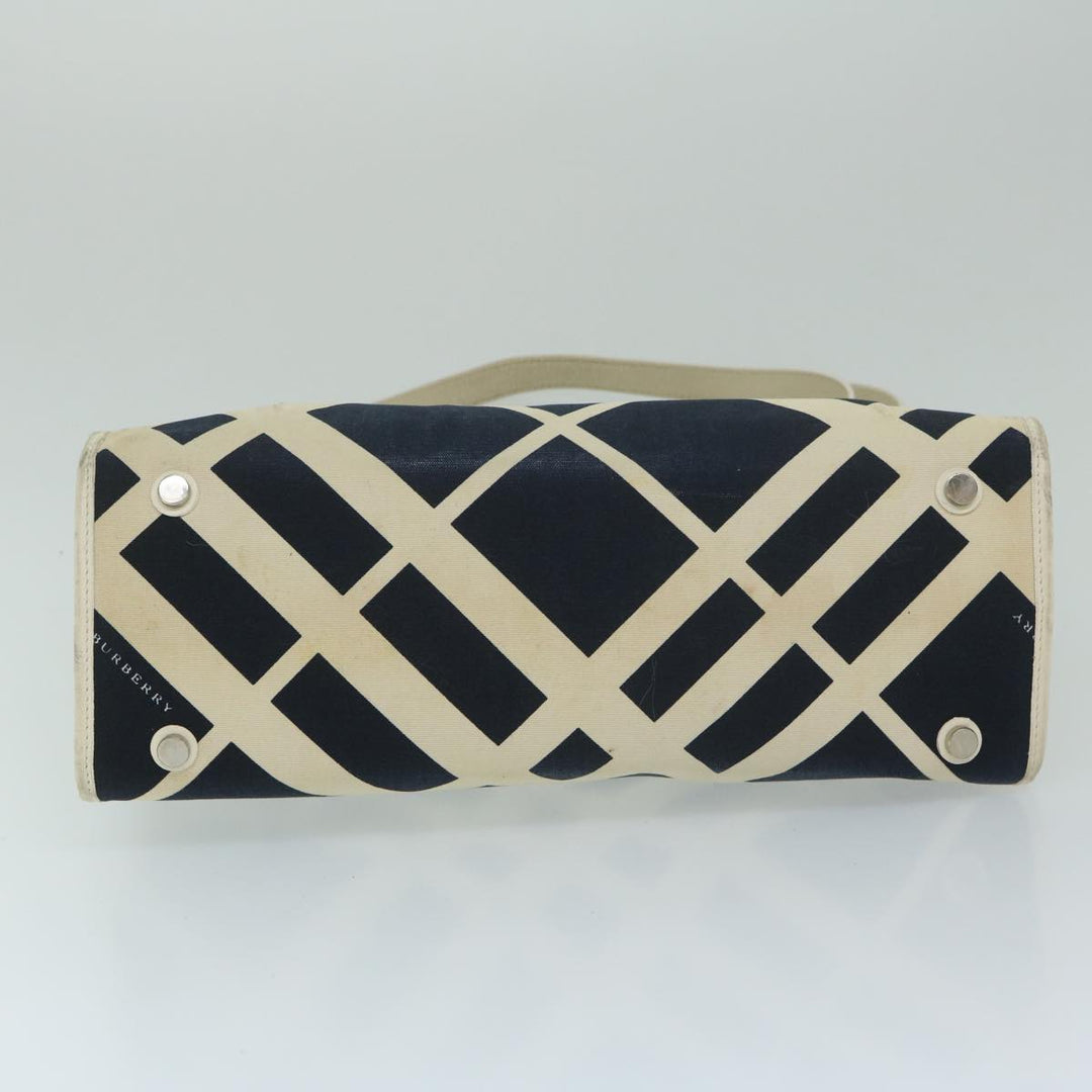 Burberry Tote Bag Canvas Navy White Auth bs11353