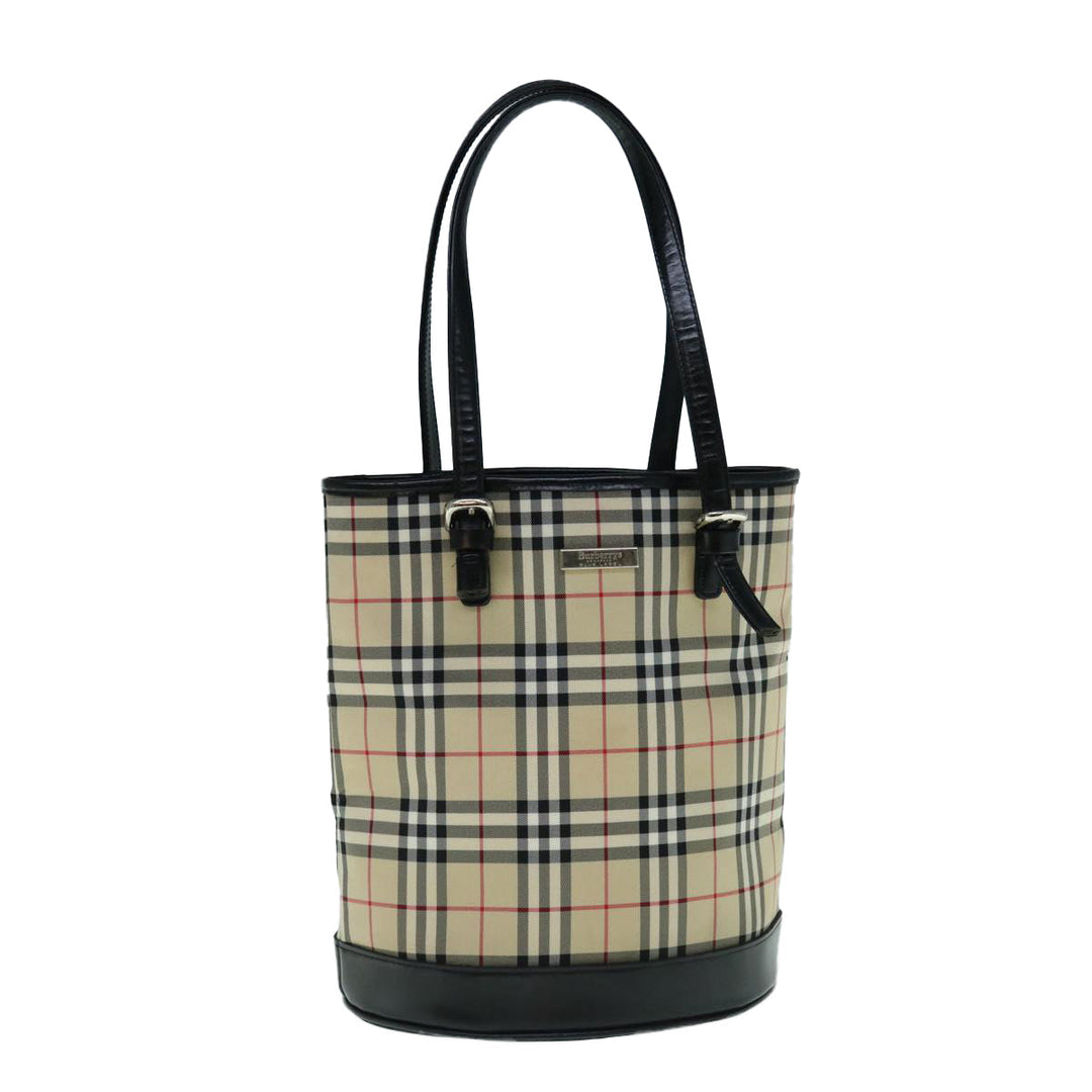 BURBERRYSs Nova Check Blue Label Shoulder Bag Nylon Beige Auth bs11384