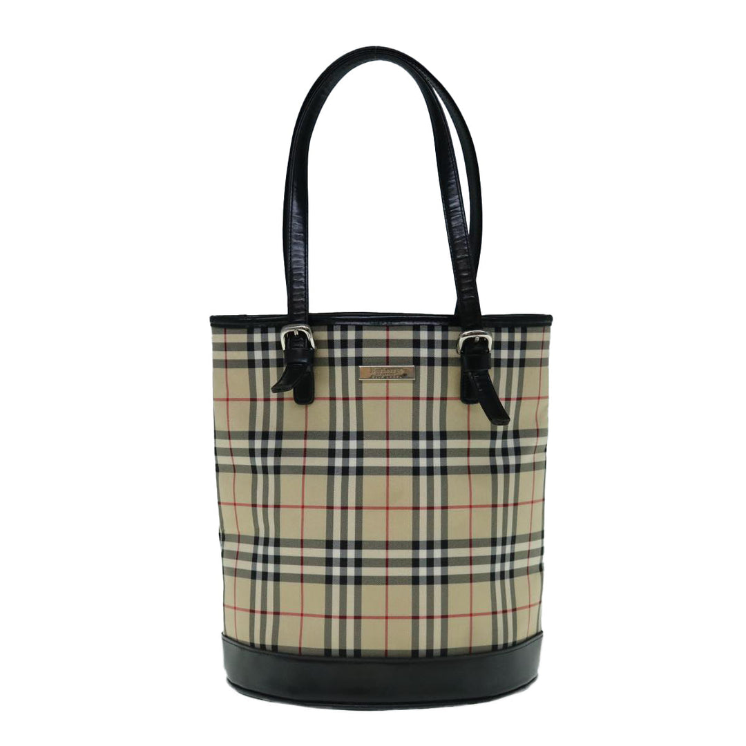 BURBERRYSs Nova Check Blue Label Shoulder Bag Nylon Beige Auth bs11384