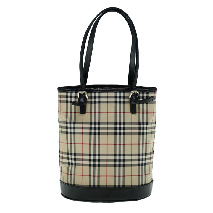 BURBERRYSs Nova Check Blue Label Shoulder Bag Nylon Beige Auth bs11384