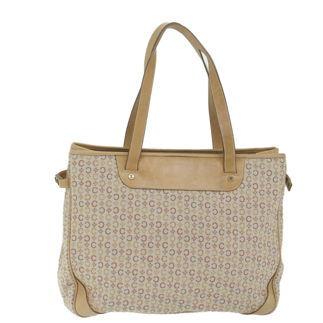 Celine C Macadam Canvas Tote Bag Beige Auth bs11430