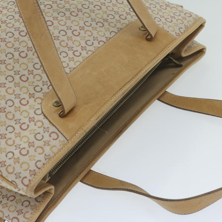 Celine C Macadam Canvas Tote Bag Beige Auth bs11430