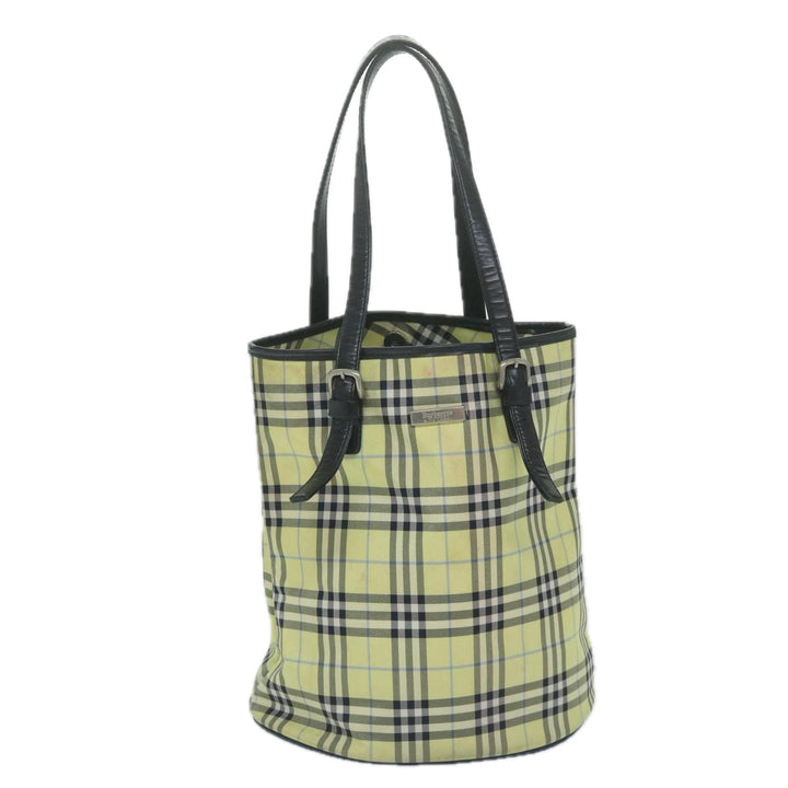 BurberrySs Nova Check Blue Label Shoulder Bag Nylon Yellow Auth bs11447