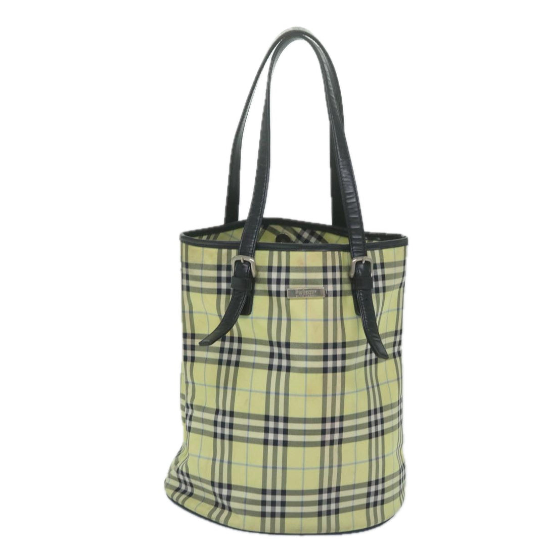 BurberrySs Nova Check Blue Label Shoulder Bag Nylon Yellow Auth bs11447