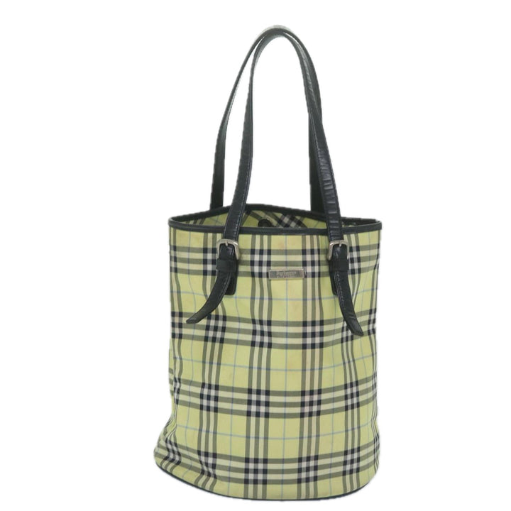 BurberrySs Nova Check Blue Label Shoulder Bag Nylon Yellow Auth bs11447